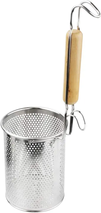 Stainless Steel Spaghetti Strainer Spoon with Wooden Hook (4.4×4.6×14.7 in)