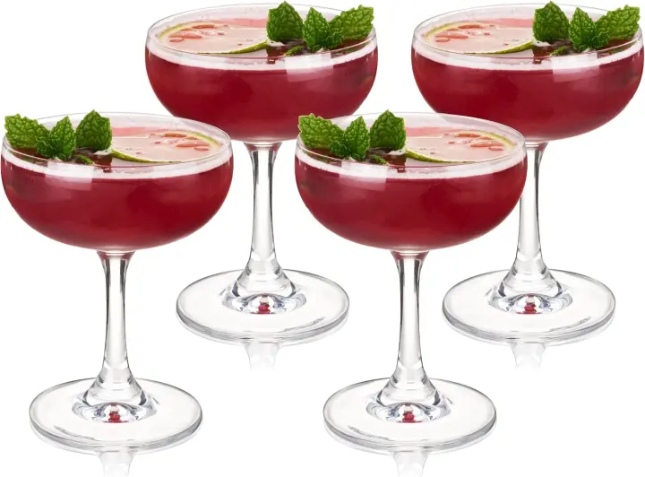 Stemmed Coupe Glasses — 7 oz Cocktail Coupes (Set of 4)