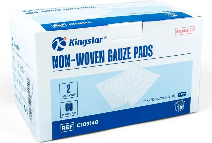 Sterile Nonwoven Gauze Pads — 2" x 2", 120 Count (60 Packs)