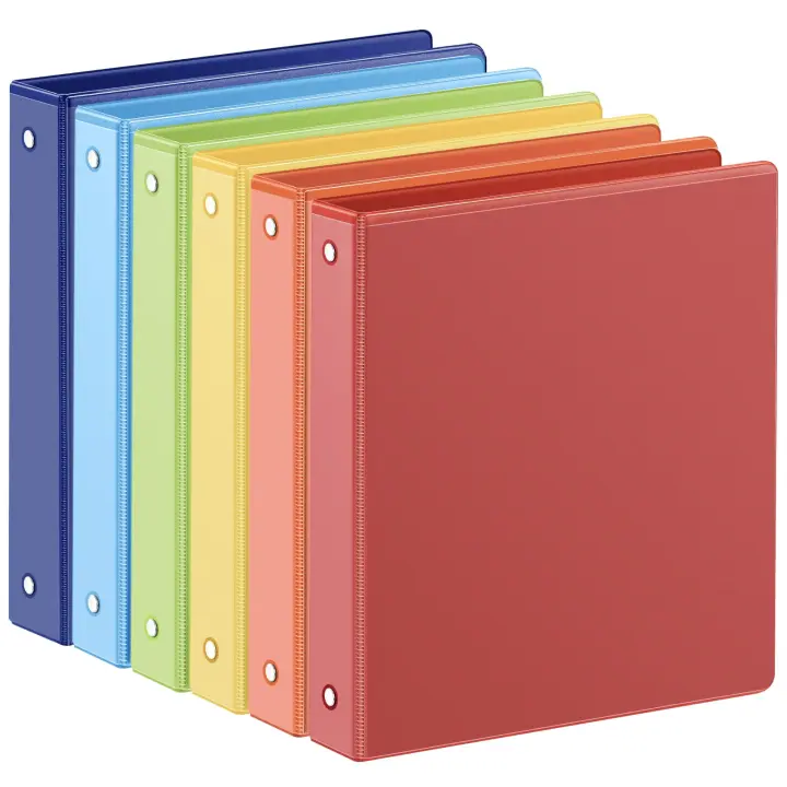 SUIN 1" Three-Ring View Binders — 1-Inch, Letter Size, 6-Pack