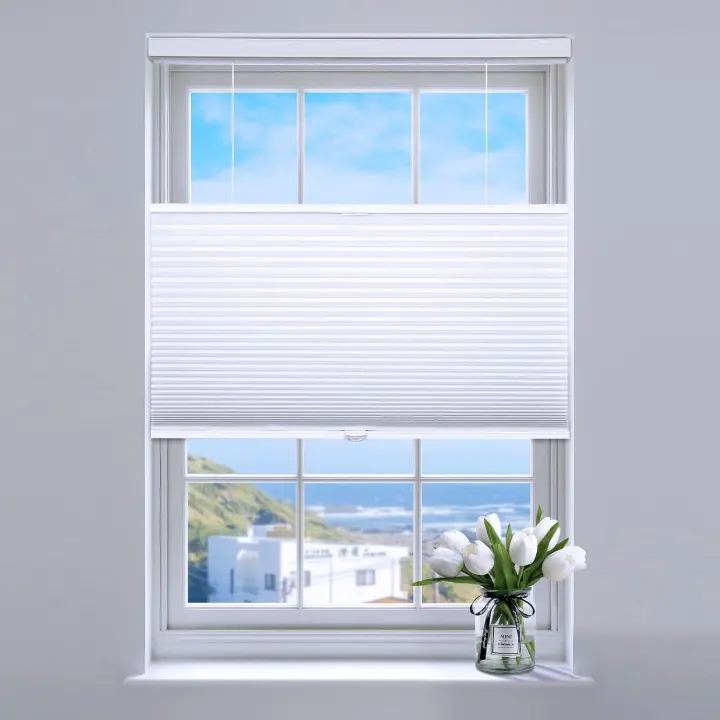 Sunfree Top-Down Bottom-Up Blackout Cellular Shades — 34" x 64", White