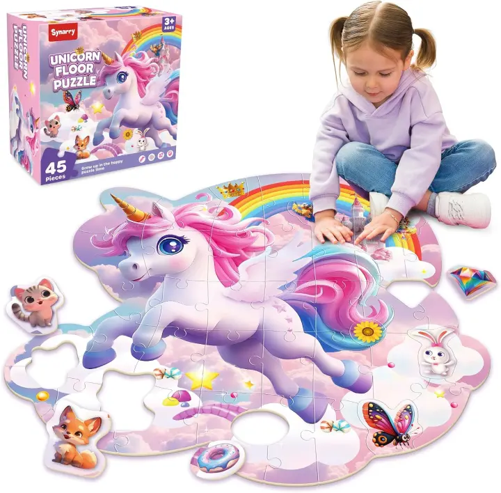 SYNARRY Unicorn 45-Piece Giant Floor Puzzle for Kids (Ages 3–8)