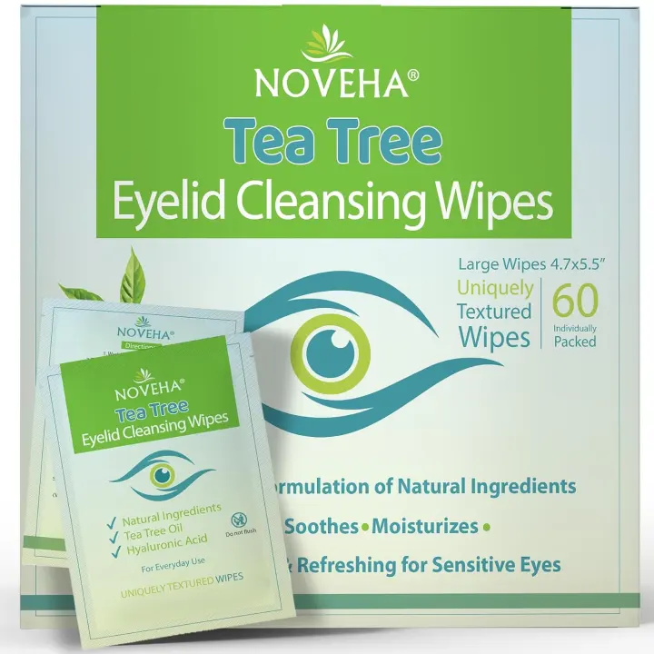 Tea Tree Eyelid & Lash Cleansing Wipes — 60 Individually Wrapped Pads