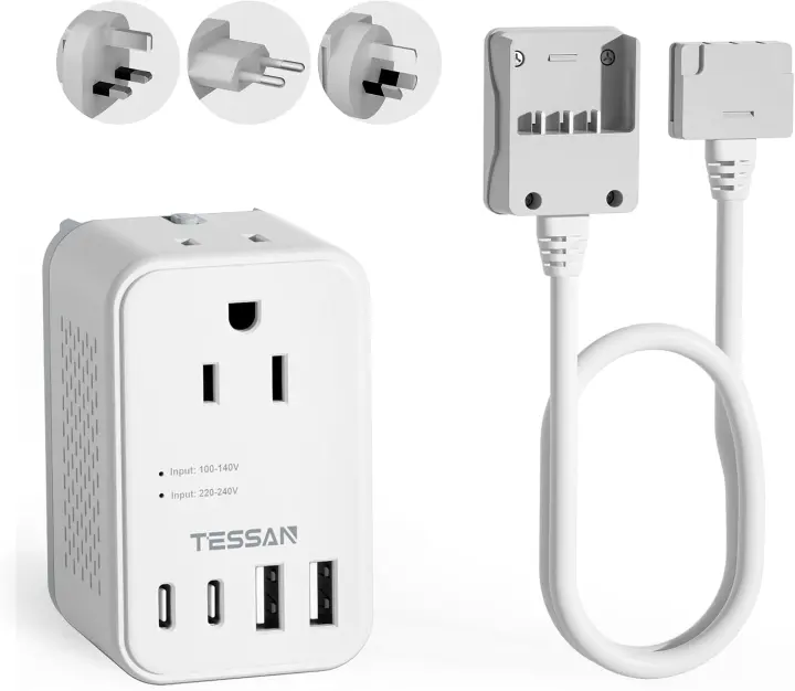 TESSAN Travel Voltage Converter 220V→110V with International Adapters