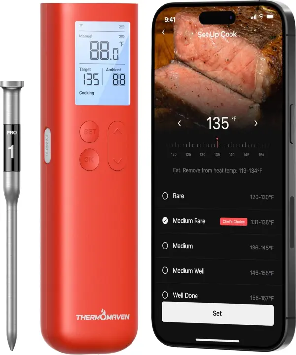 ThermoMaven Sub-1G Smart Wireless Meat Thermometer with Base
