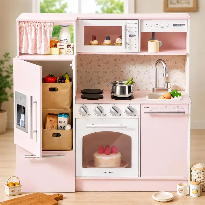 Tiny Land Wooden Play Kitchen Set for Toddlers and Kids