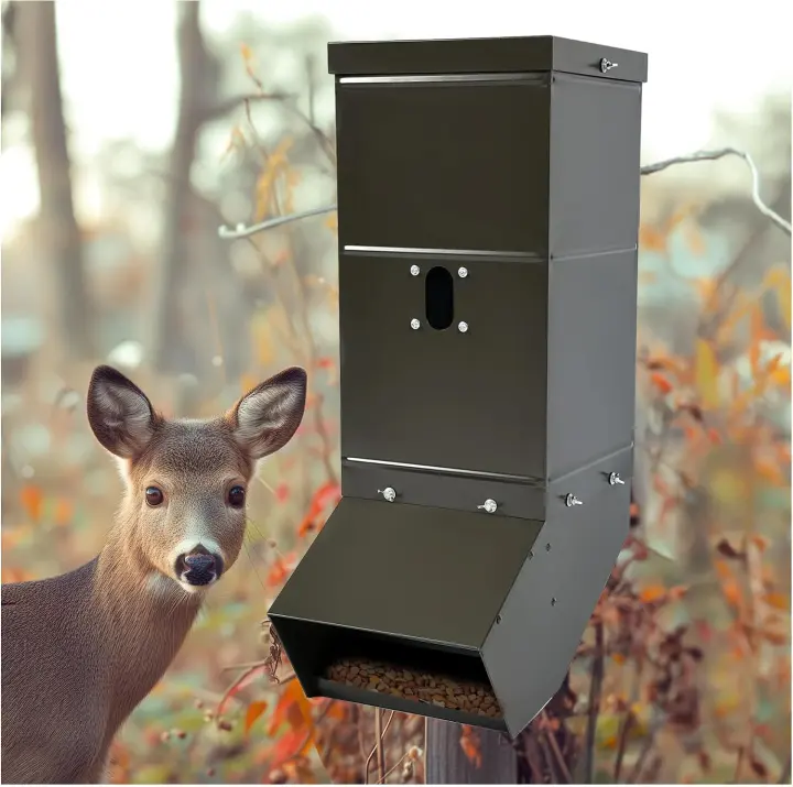 Tree-Mounted Protein Deer Feeder with Waterproof Cover & Straps