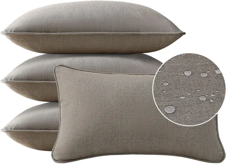 Unimatta Sunbrella Outdoor Water-Repellent Throw Pillows, Set of 4 (20" x 12")
