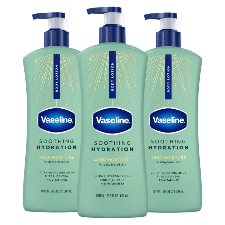 Vaseline Soothing Hydration Body Lotion with Aloe & Lipids — 20.3 oz, 3-Pack