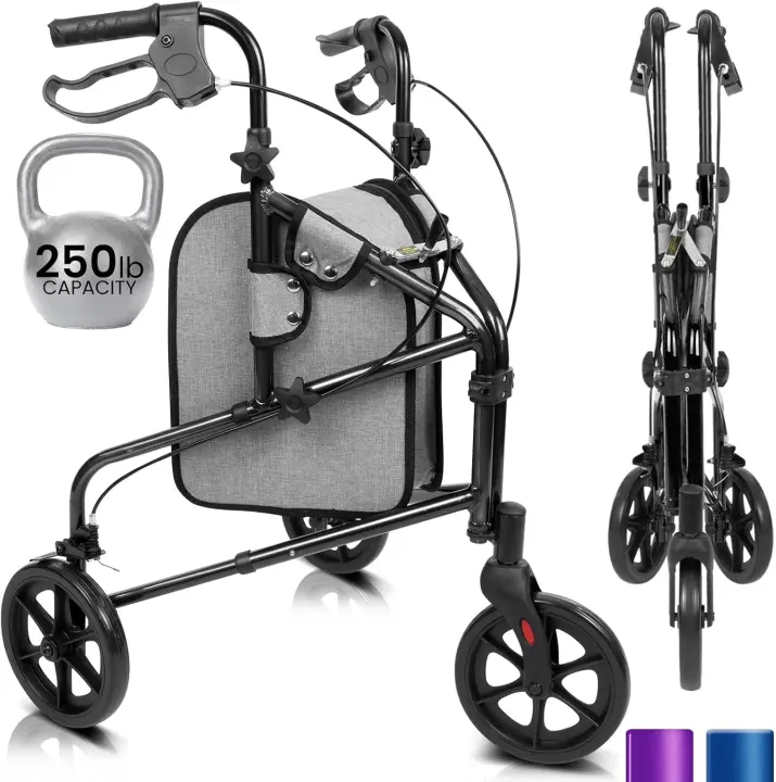 Vive Mobility 3-Wheel Rollator — Foldable Narrow Walker for Seniors