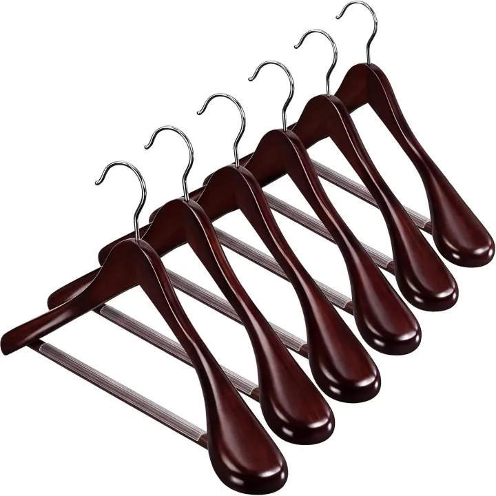Wide-Shoulder Cherry Wood Clothes Hangers — Set of 6