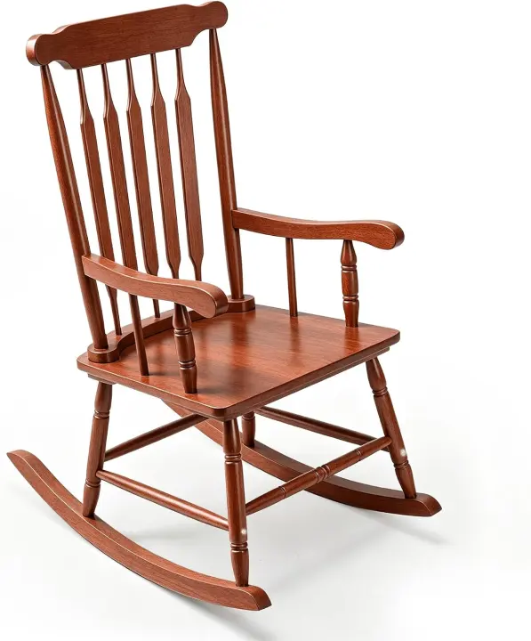 Windsor-Style Solid Wood Rocking Chair with High Slat Back