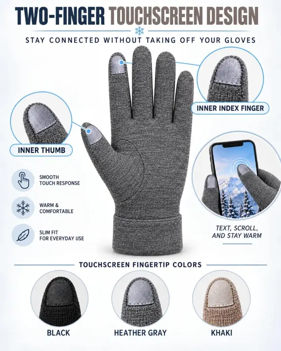 Women's Winter Touchscreen Gloves — 3-Pair Fleece-Lined Set