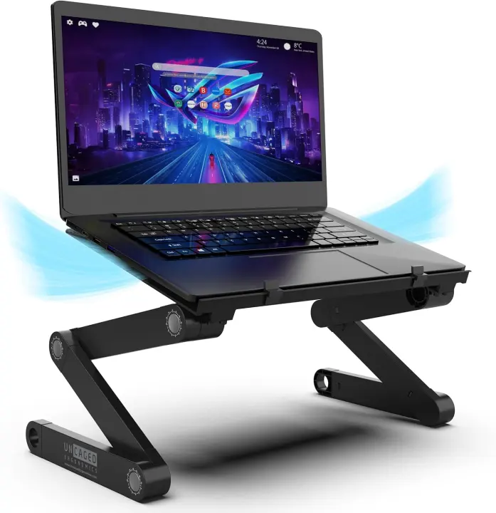 WorkEZ Foldable Adjustable Laptop Stand for Desk and Bed — Aluminum Panel