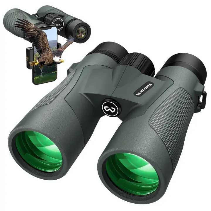WOSPORTS 10x42 Waterproof Binoculars for Outdoor Observing