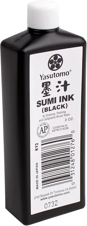 Yasutomo Bokuju Sumi Liquid Ink — 2oz Black Ink for Calligraphy & Drawing