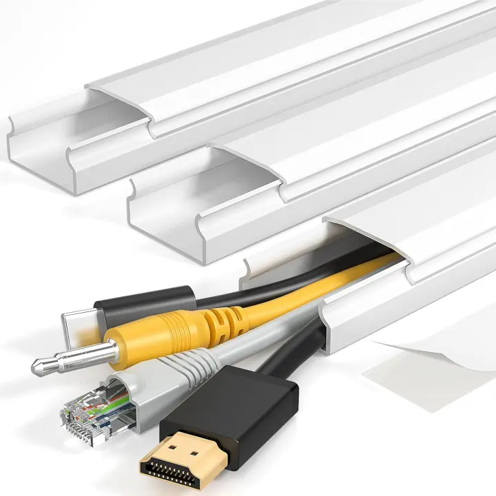 Yecaye 42in Wall-Mount TV Cable Raceway — White Cord Cover (W1.18in H0.6in)