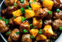 Slow Cooker Island Glazed Meatballs