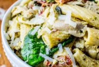 Sunny Pesto Chicken Pasta with Artichokes