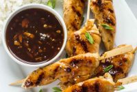 Sticky Honey Garlic Chicken Skewers