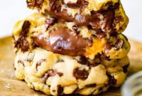 Decadent Nutella and Dulce De Leche Stuffed Chocolate Chip Cookies