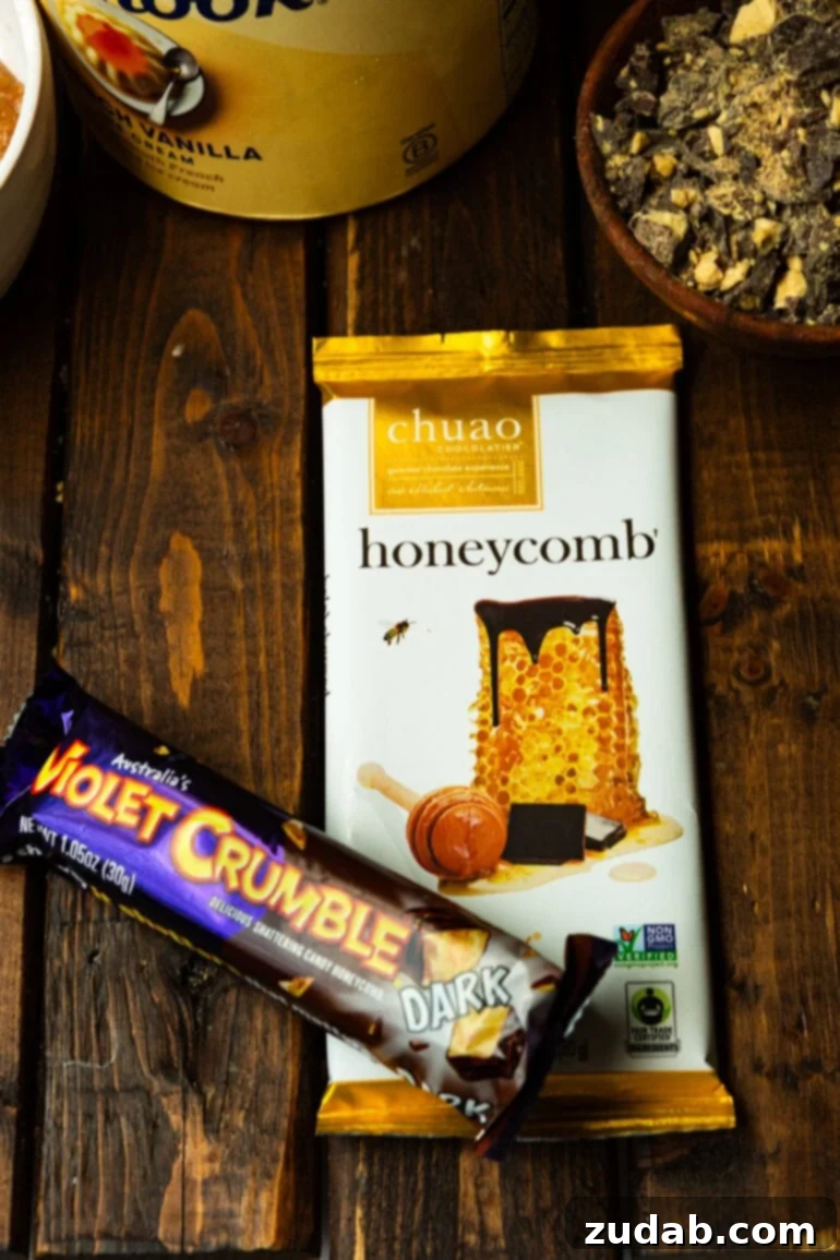 Crafting Homemade Graham Central Station Ice Cream 6 a photo of the honeycomb candy bars used to make graham canyon ice cream at home