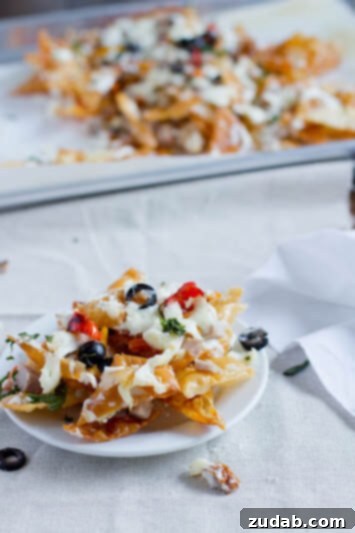 Lasagna-Stuffed Calzones 4 A platter of Crispy Italian Nachos loaded with cheese and toppings