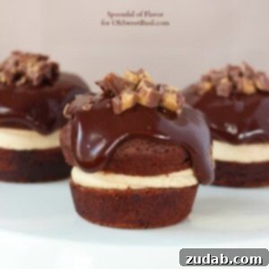 Chocolate Peanut Butter Cupcakes with Reese's peanut butter cups and chocolate ganache