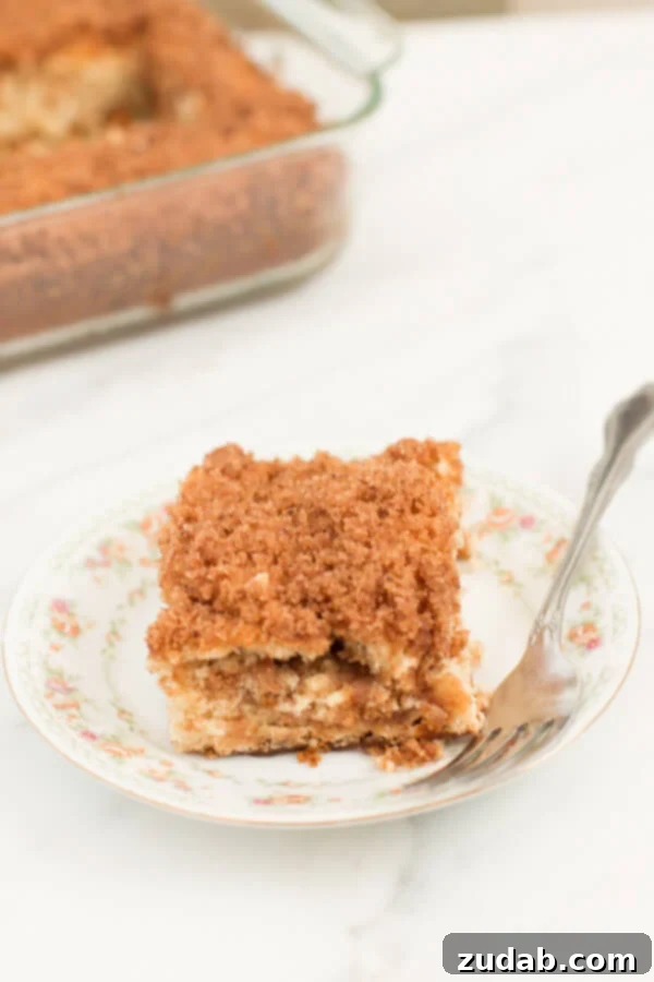 Moist Banana Coffee Cake Slice Close-up of a slice of banana coffee cake showing the moist texture