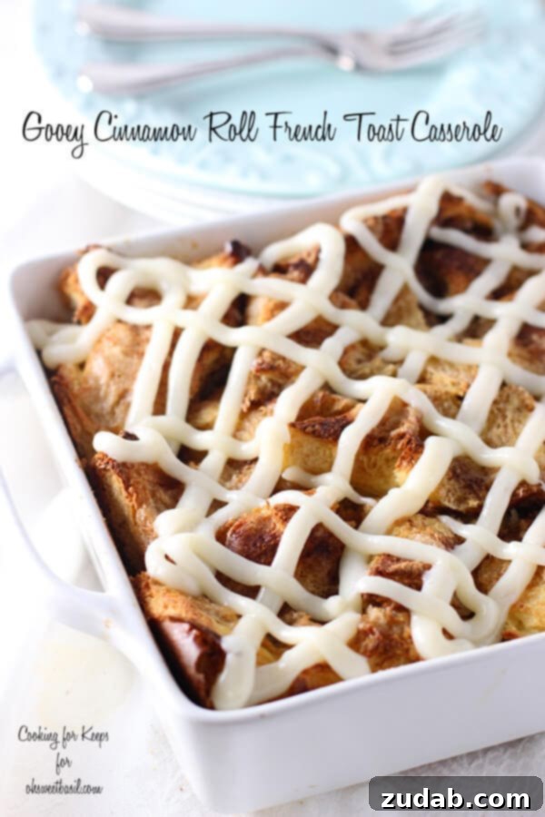 Gooey Caramel Cinnamon Roll Baked French Toast Casserole for breakfast or brunch Gooey Caramel Cinnamon Roll Baked French Toast Casserole, perfect for an Easter breakfast or family brunch