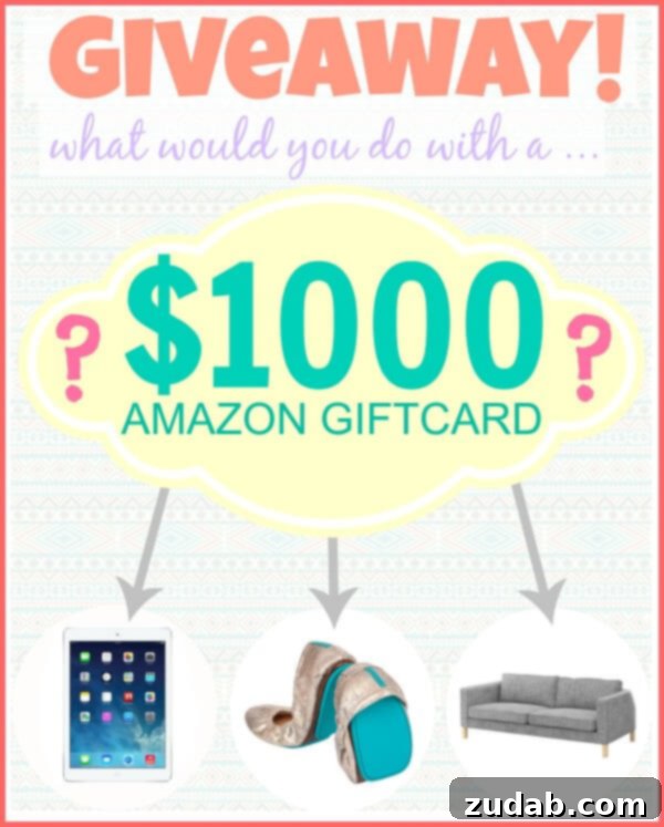A thousand dollar Amazon giveaway graphic, encouraging participation.