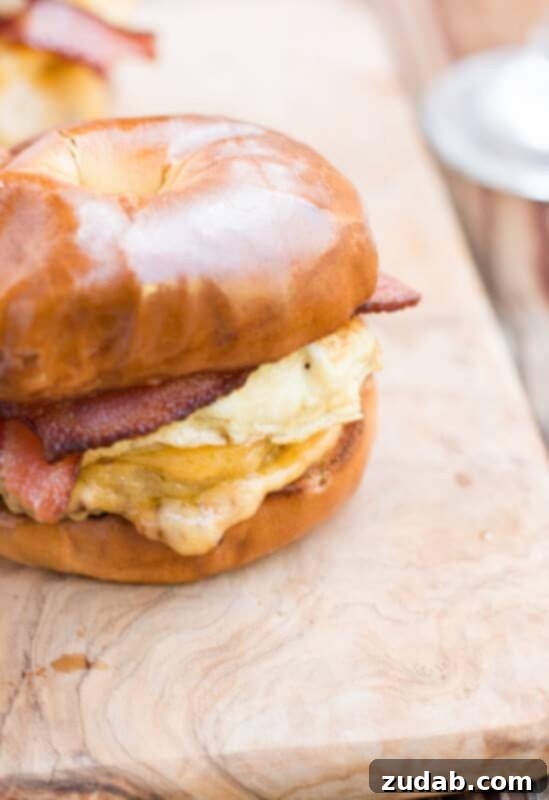 Our Favorite Homemade Breakfast Sandwich with Flavored Bread, Bacon, Cheddar, Eggs, Bagel, Sausage, English Muffin, To-Go Breakfast, Quick Breakfast Our Favorite Homemade Breakfast Sandwich: The Ultimate Recipe with Flavored Bread, Bacon, Cheddar, Eggs, and Sausage - Perfect for Quick, To-Go Mornings