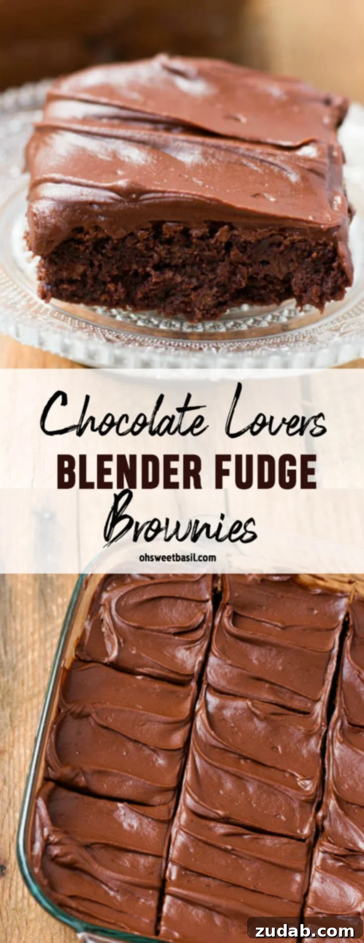 A pan of the best chocolate lovers fudge brownies that are made in a blender