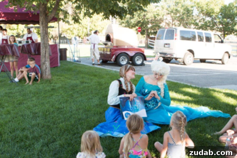 Kids Party Entertainment: Princess Visits and Storytelling Children enchanted by a princess entertainer at a birthday party, creating magical memories.