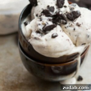 The creamiest and best homemade ice cream I have ever, ever made. Cookies and Cream Frozen Custard on ohsweetbasil.com