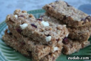 White Chocolate Craisin Granola Bars, a sweet and chewy homemade snack.