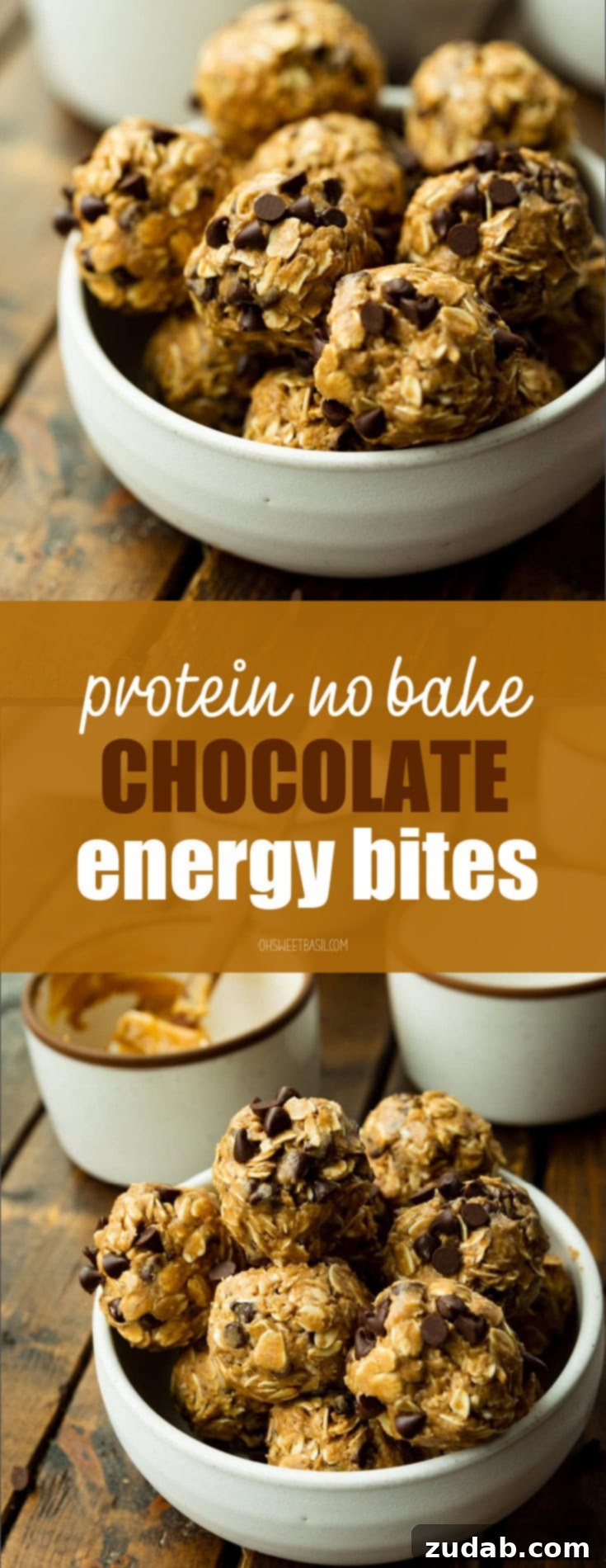 No-Bake Chocolate Protein Power Bites 8 A large white bowl brimming with perfectly formed oatmeal protein balls, ready to be enjoyed.