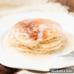 Whole wheat buttermilk pancakes ready for breakfast
