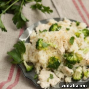 Easy slow cooker chicken alfredo rice casserole ohsweetbasil.com