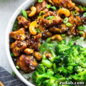 Effortless Cashew Chicken 7 A beautifully plated dish of Quick and Easy Cashew Chicken.