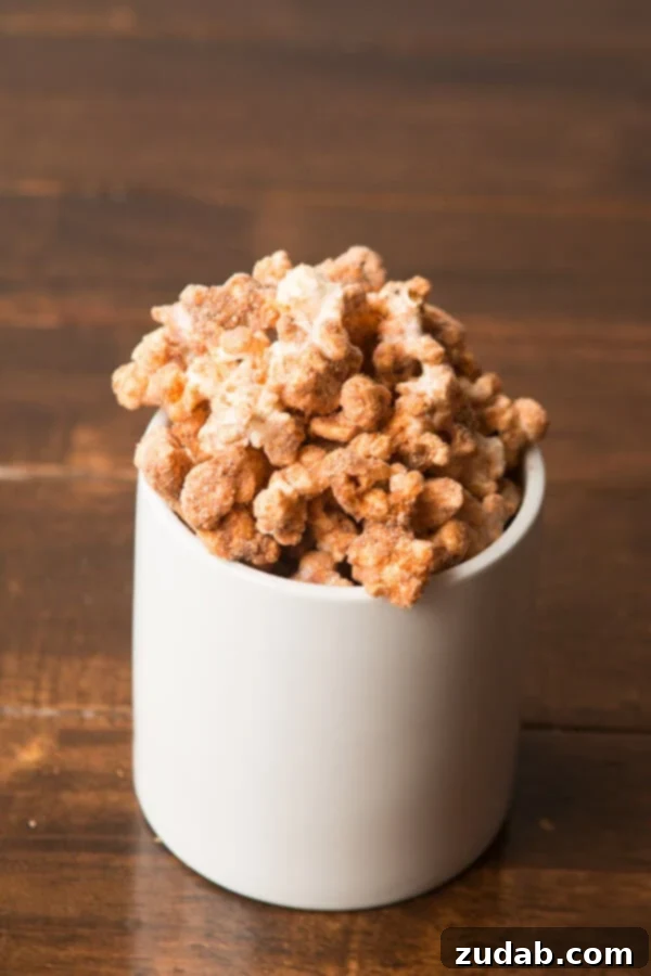 Cinnamon Churro Popcorn 3 A vibrant bowl of Churro Popcorn, ready to be enjoyed, promising a delicious snack in just 5 minutes.