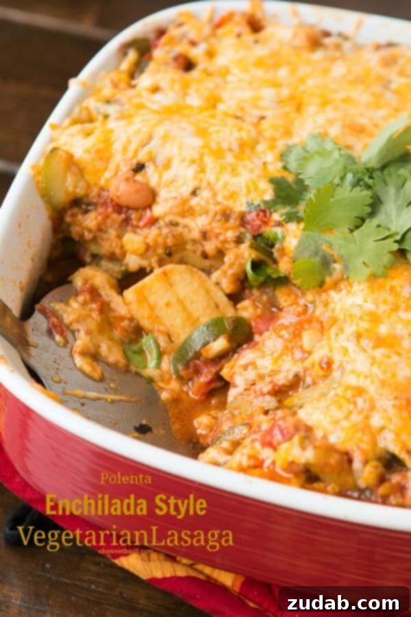 Easy Polenta Enchilada Vegetarian Lasagna - A perfect weeknight meal