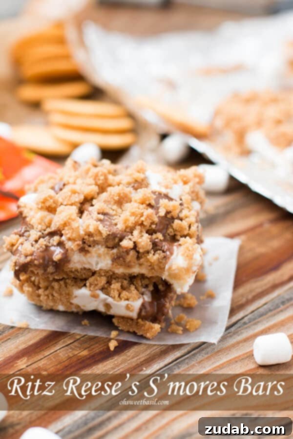 Sweet Salty Crunch 4 our kids went crazy for these ritz reese's s'mores bars ohsweetbasil.com