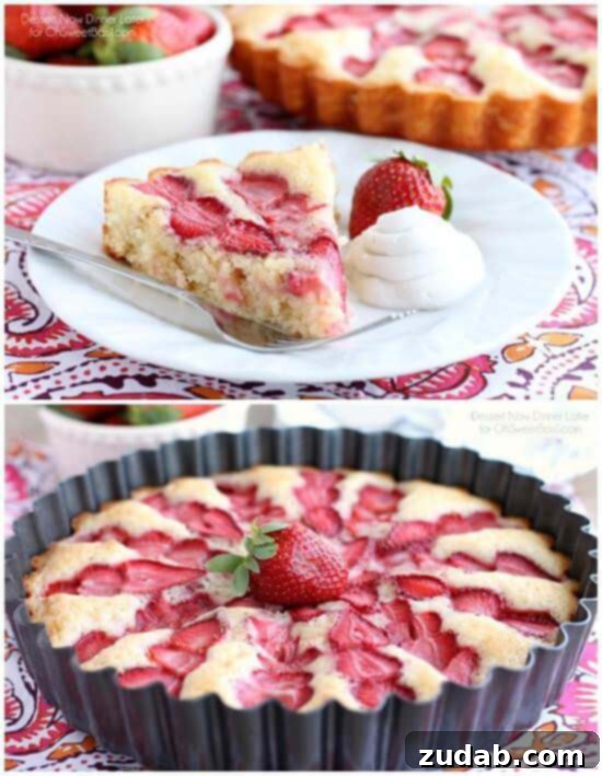 Golden Brown Strawberry Cake, Freshly Baked Baked Strawberry Cake with golden crust and soft texture