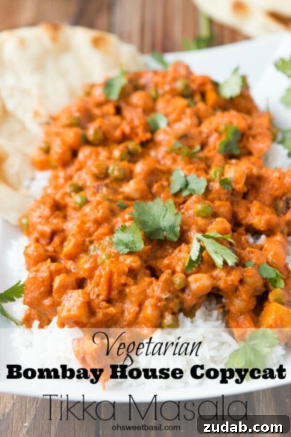 Homemade Vegetarian Tikka Masala with Sweet Potatoes Delicious and easy vegetarian Tikka Masala, a perfect copycat of the famous Bombay House recipe. Loaded with sweet potatoes and chickpeas for a hearty meal.
