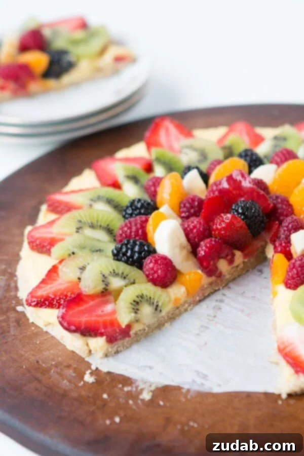 Homemade Fruit Pizza with a Unique Oat Crust Mom's Legendary Fruit Pizza: Oatmeal Cookie Crust and Fresh Toppings