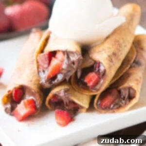 Decadent Nutella Strawberry Taquitos 2 Nutella Strawberry Taquitos deep fried and rolled in cinnamon sugar