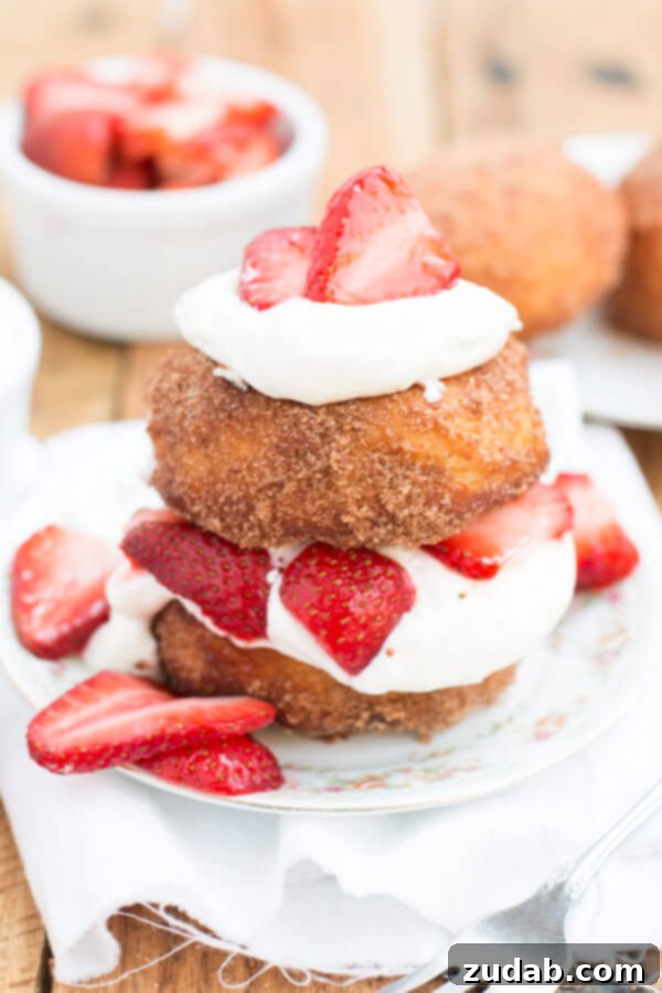 Malted Strawberry Dream Cake 3 Deep-fried strawberry shortcake donuts, a unique twist on a classic dessert.
