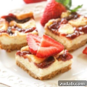 Strawberry cheesecake bars ohsweetbasil.com