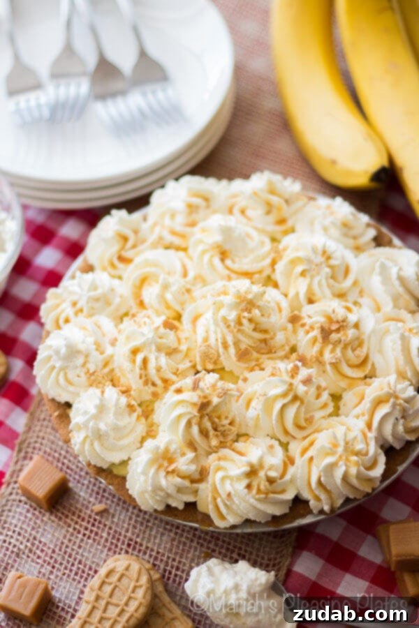 Salted Caramel Banana Delight 2 A stunning slice of Salted Caramel Banana Pie, showcasing its creamy layers and golden crust.